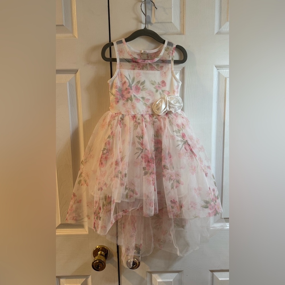 Lilt Floral Pink and White Kids Dress